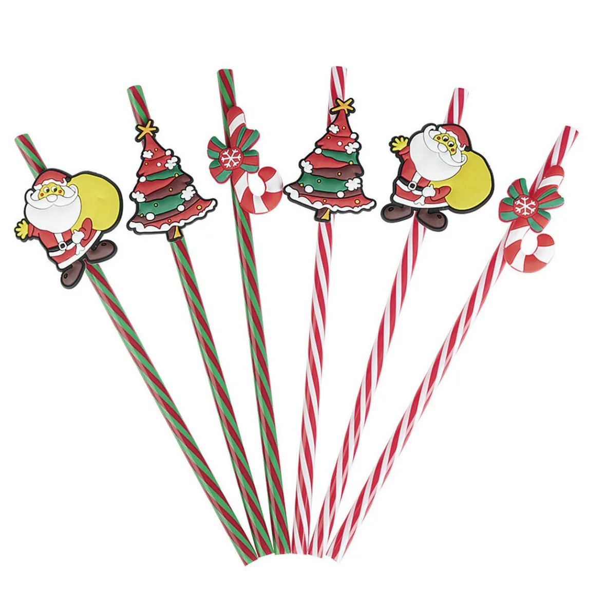Paille réutilisable Noël x6-Gifi Online