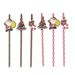 Paille réutilisable Noël x6-Gifi Online