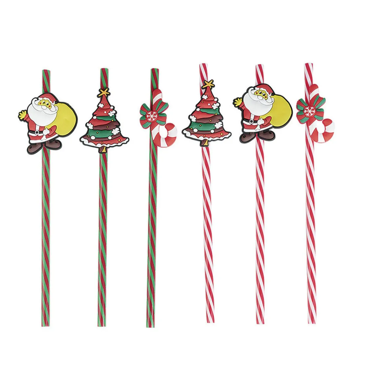 Paille réutilisable Noël x6-Gifi Online
