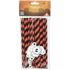 Pailles tête de mort orange x20-Gifi Best