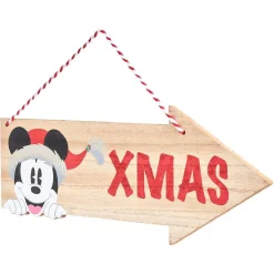 Pancarte bois Disney Mickey XMAS à suspendre L40xH15cm-Gifi