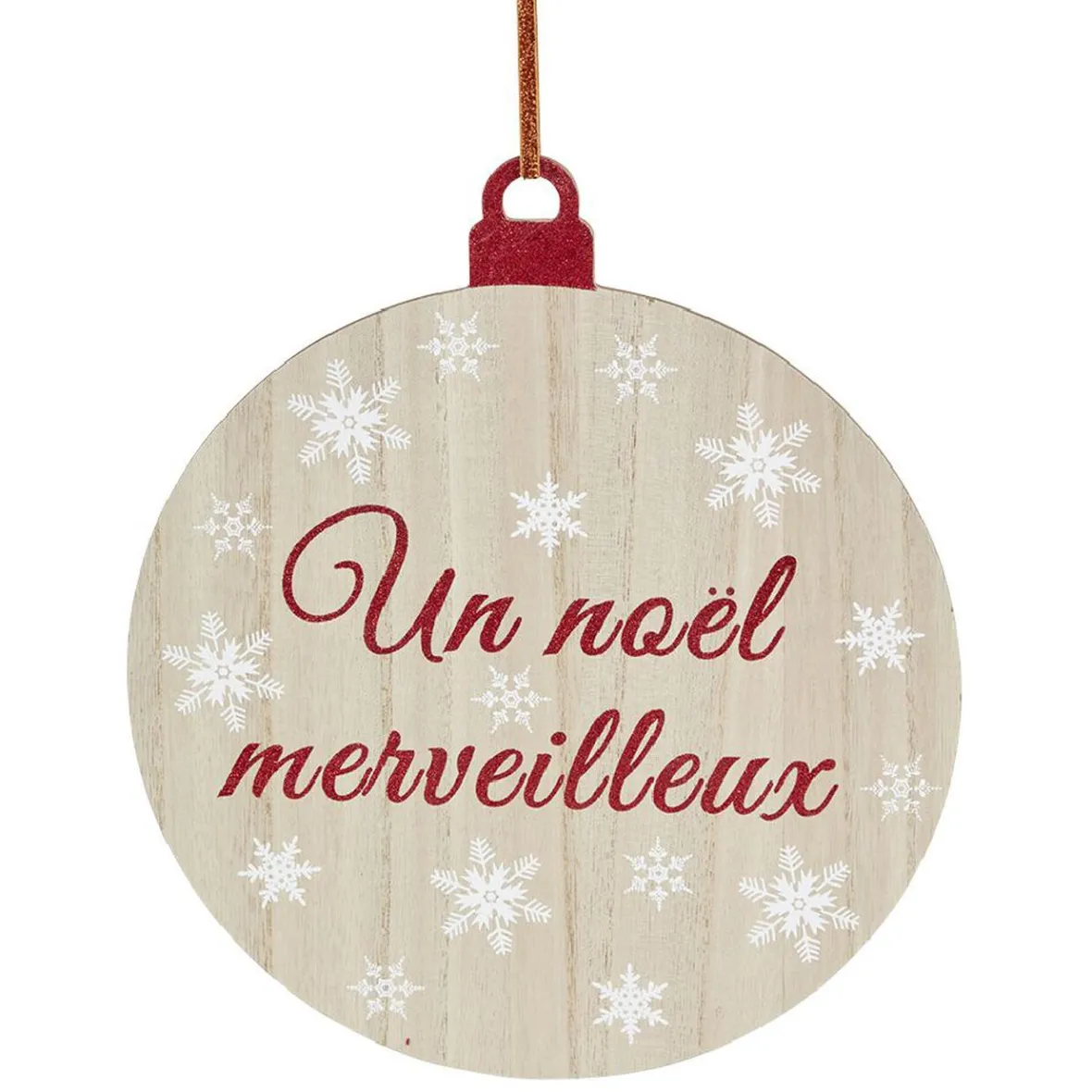 Pancarte boule de Noël en bois Ø30cm-Gifi Sale
