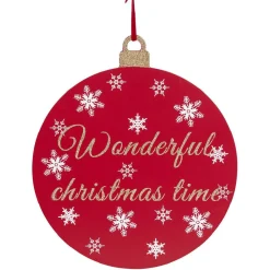 Pancarte boule de Noël en bois Ø30cm-Gifi Sale