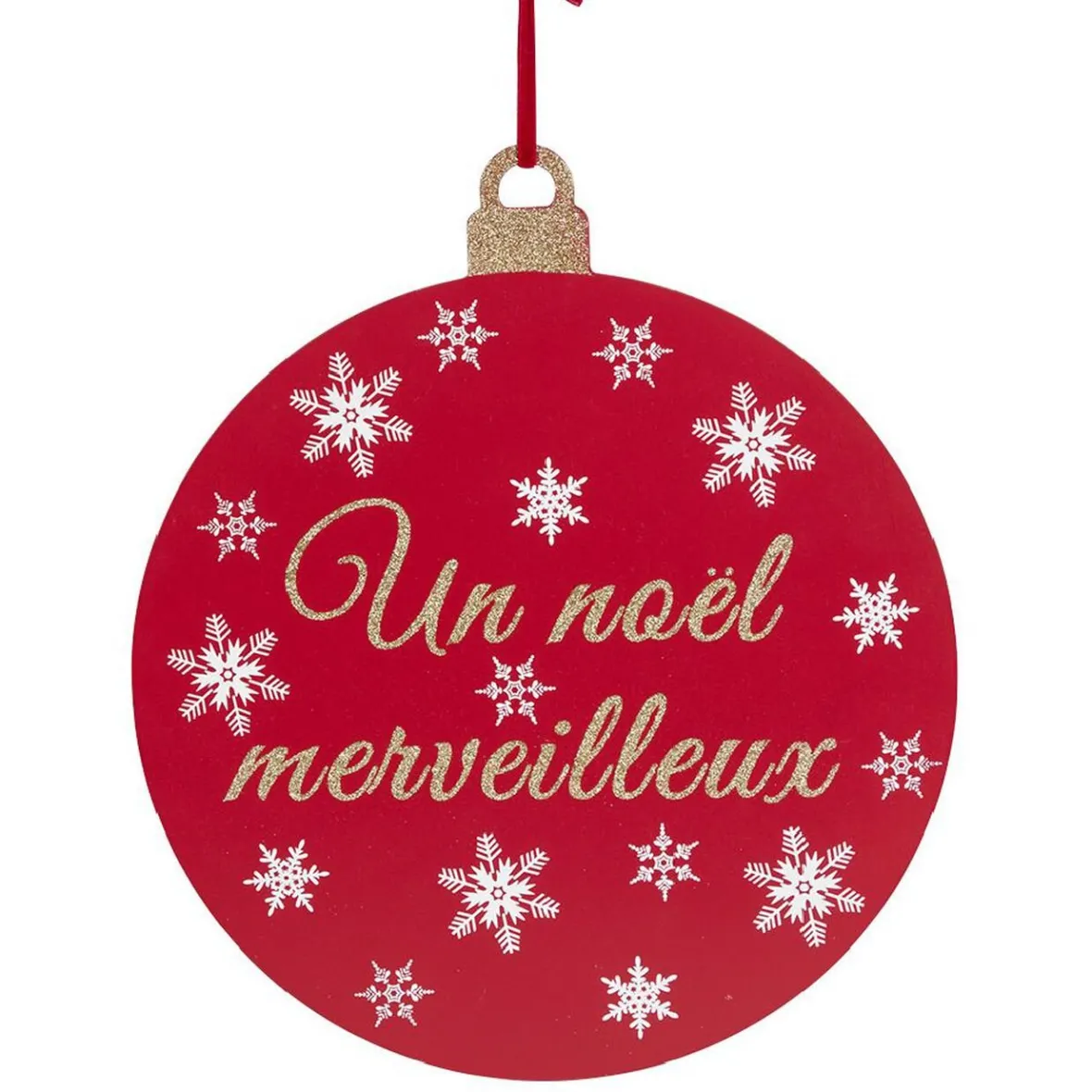 Pancarte boule de Noël en bois Ø30cm-Gifi Sale