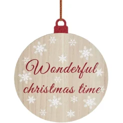 Pancarte boule de Noël en bois Ø30cm-Gifi Sale