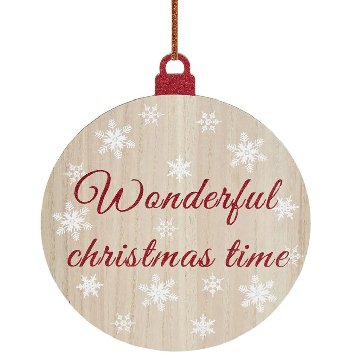 Pancarte boule de Noël en bois Ø30cm-Gifi Sale