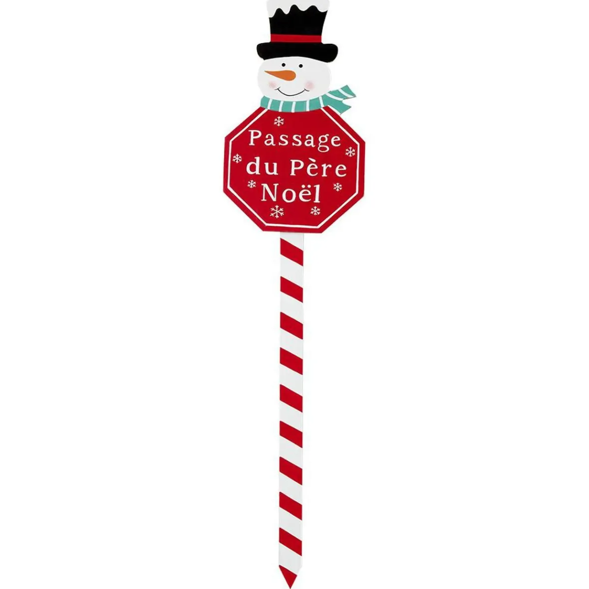 Pancarte de Noël en bois rouge et blanc H50cm-Gifi Outlet