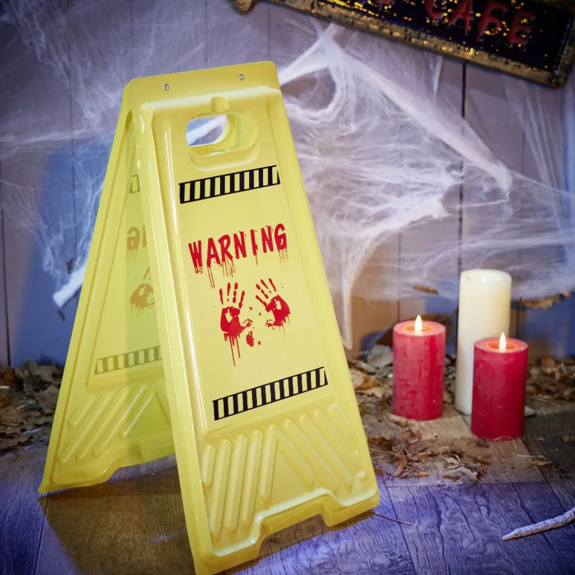 Pancarte de sol alerte zombie rouge et jaune H53cm-Gifi New