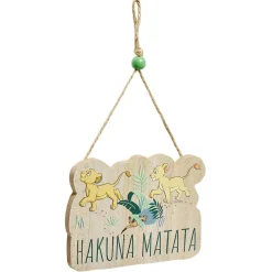 Pancarte Disney Roi Lion à suspendre Hakuna Matata en bois L16xH28cm-Gifi Online