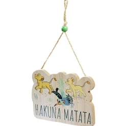 Pancarte Disney Roi Lion à suspendre Hakuna Matata en bois L16xH28cm-Gifi Online
