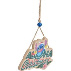 Pancarte Disney Stitch à suspendre Aloha Christmas en bois L16xH25cm-Gifi Clearance