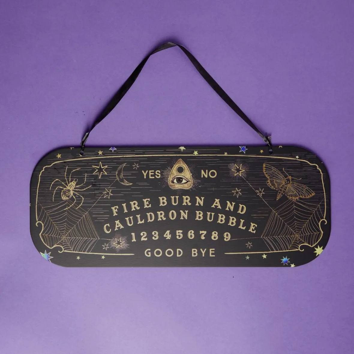 Pancarte Halloween à suspendre planche ouija en bois L43xH17cm-Gifi