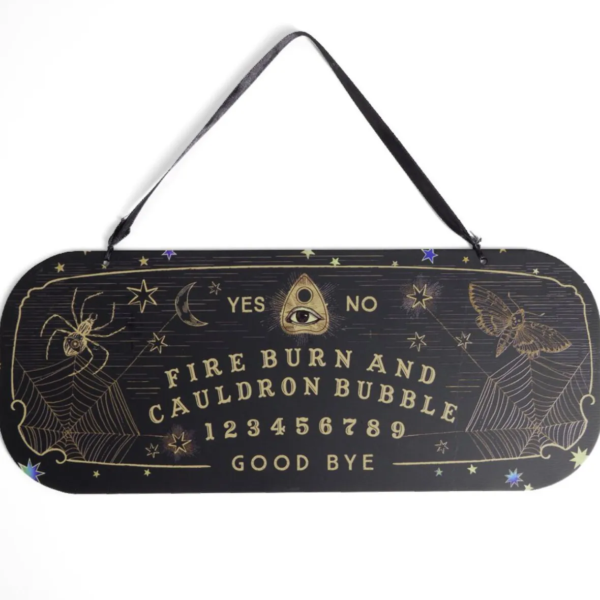 Pancarte Halloween à suspendre planche ouija en bois L43xH17cm-Gifi