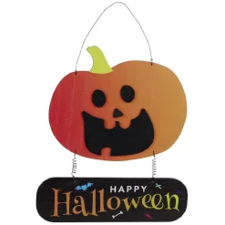 Pancarte Halloween citrouille en bois orange-Gifi Best