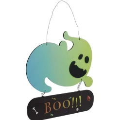 Pancarte Halloween fantôme bois bleu-Gifi New