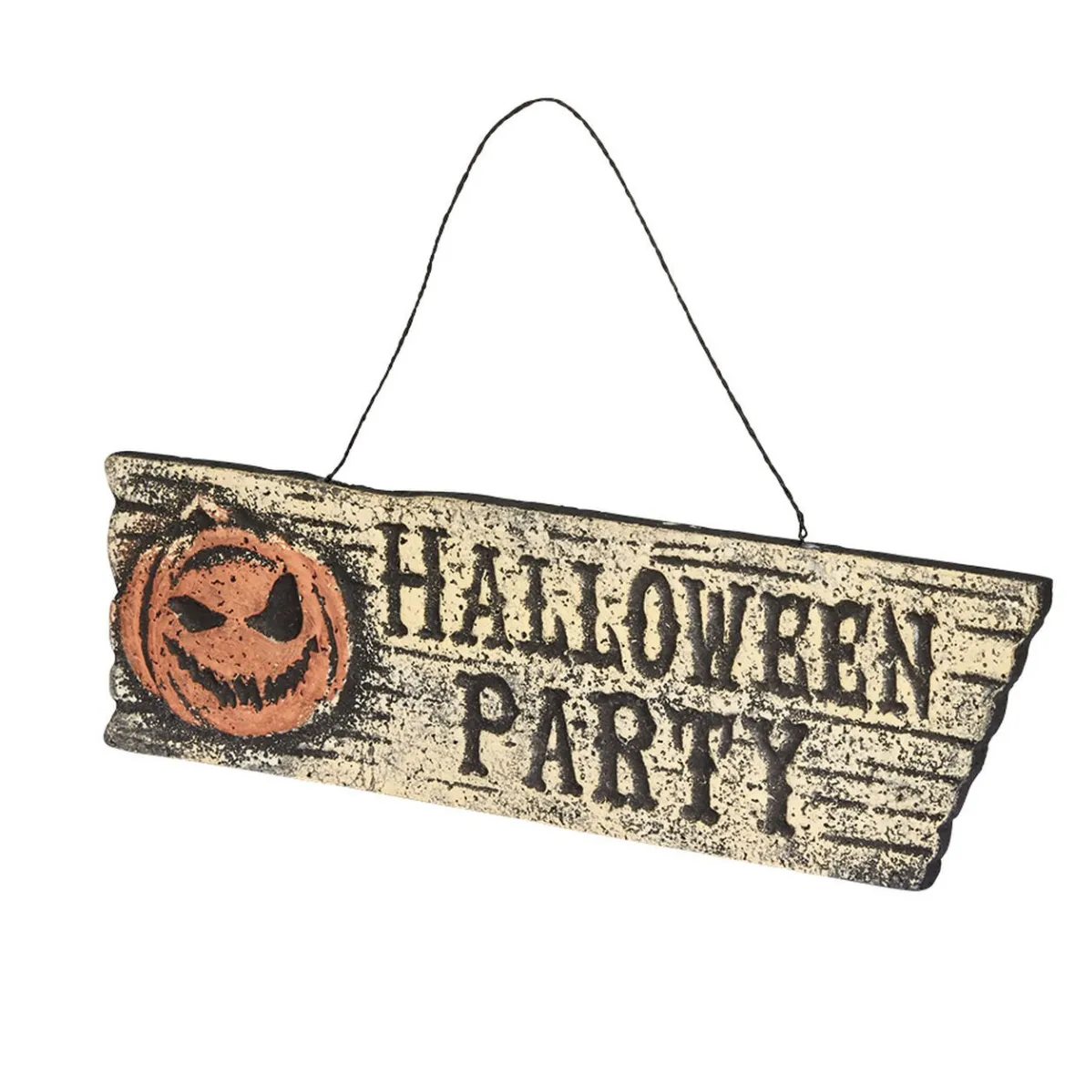 Pancarte inscription Halloween Party motif citrouille effet vieilli-Gifi Outlet