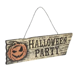 Pancarte inscription Halloween Party motif citrouille effet vieilli-Gifi Outlet