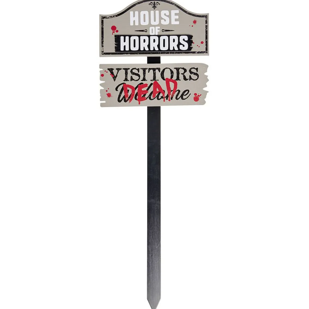 Pancarte jardin bois Halloween inscription House of horrors H85cm-Gifi New