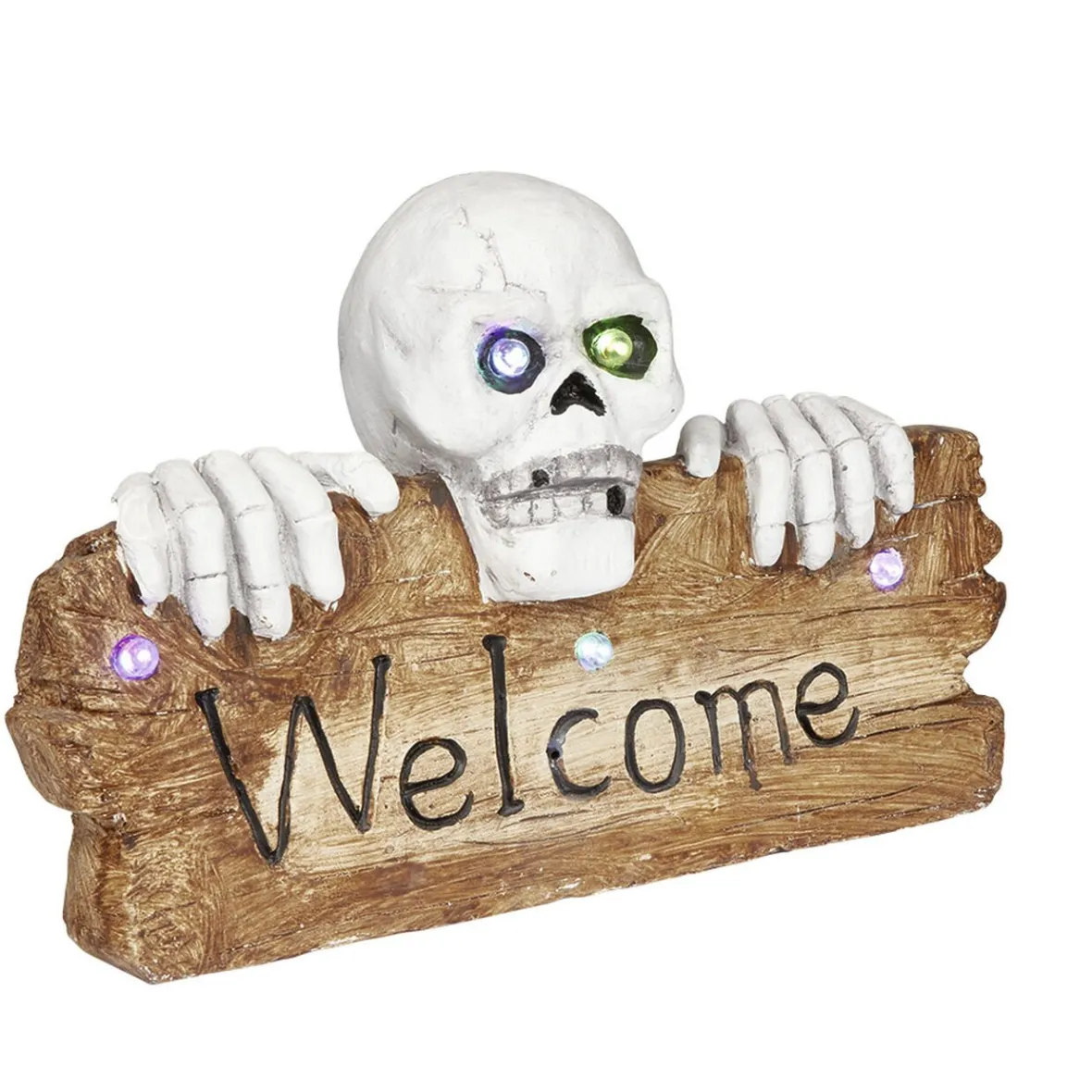 Pancarte squelette LED Halloween inscription Welcome lumineux sonore-Gifi Clearance