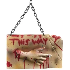 Panneau à suspendre Halloween This way main coupée ensanglantée-Gifi New