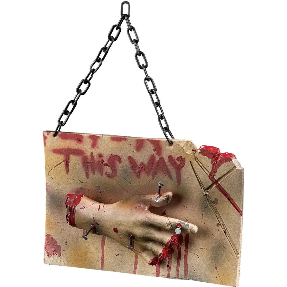 Panneau à suspendre Halloween This way main coupée ensanglantée-Gifi New