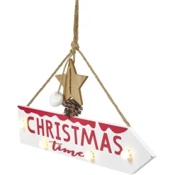 Panneau directionnel lumineux de Noël à suspendre L39,5cm blanc chaud-Gifi Best