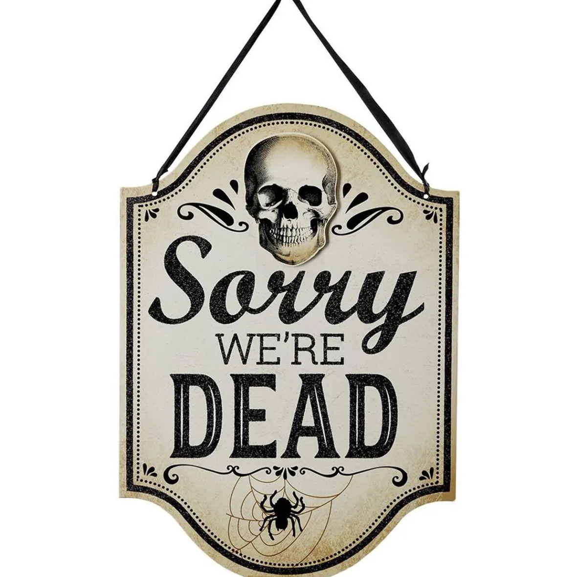 Panneau Halloween inscription Sorry we're dead en bois L22,75xH33,75cm-Gifi Outlet