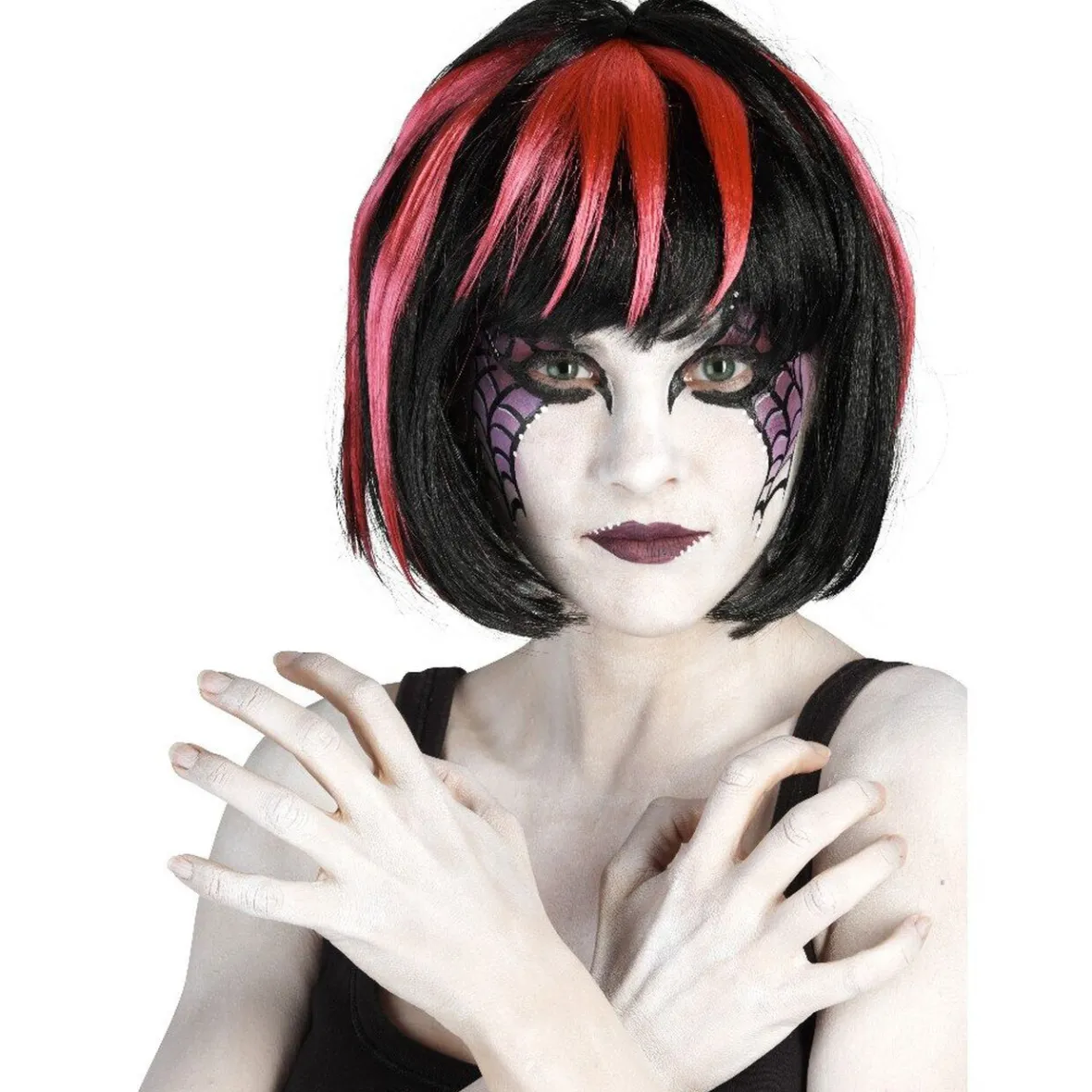 Perruque carrée bicolore Halloween pour femme-Gifi