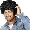 Perruque homme cheveux noirs bouclés-Gifi Online