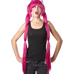 Perruque longue femme manga rose-Gifi Best