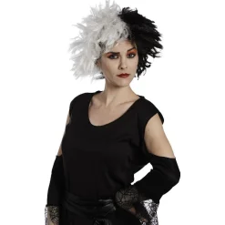 Perruque noire et blanche Cruella-Gifi Outlet