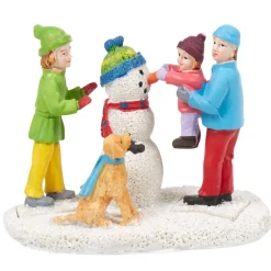 Personnage village de Noël bonhomme de neige avec enfants-Gifi