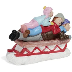 Personnage village de Noël adulte et enfant sur luge x3-Gifi Outlet