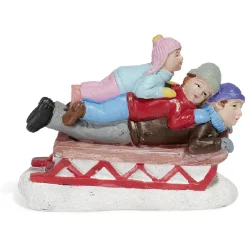 Personnage village de Noël adulte et enfant sur luge x3-Gifi Outlet