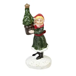 Personnage village de Noël fillette avec sapin dans les mains-Gifi Best