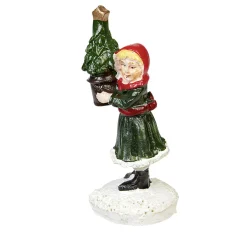 Personnage village de Noël fillette avec sapin dans les mains-Gifi Best