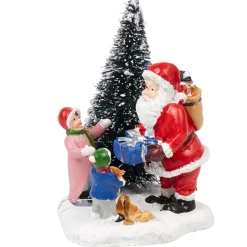 Personnage village Père Noël donne cadeau aux enfants-Gifi Online