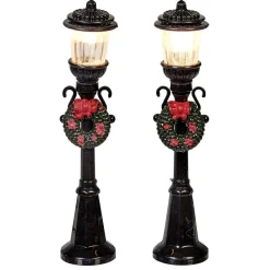 Petit lampadaire déco couronne villange de Noël x2-Gifi