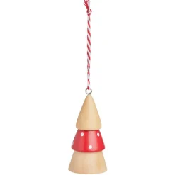 Petit sapin en bois à suspendre rouge et naturel Ø4xH8cm-Gifi New