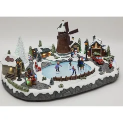 Petit village animé patinoire Noël-Gifi New