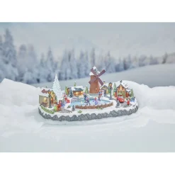 Petit village animé patinoire Noël-Gifi New