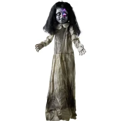 Petite fille tête craquée Halloween animé lumineux sonore à suspendre-Gifi New