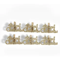 Pince de décoration flocon Merry Christmas doré x6-Gifi Best