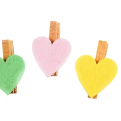 Pince forme coeur bois coloré x6-Gifi Discount