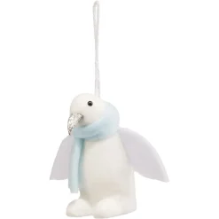 Pingouin à suspendre blanc et bleu bec pailleté H.8,5 cm-Gifi Outlet
