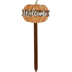Piquet citrouille Halloween bois orange-Gifi Outlet