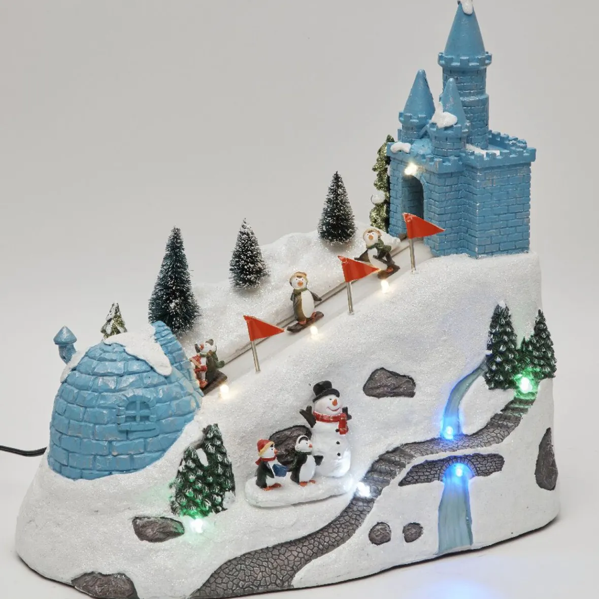 Piste de glisse pingouin animé village crèche Noël-Gifi Outlet