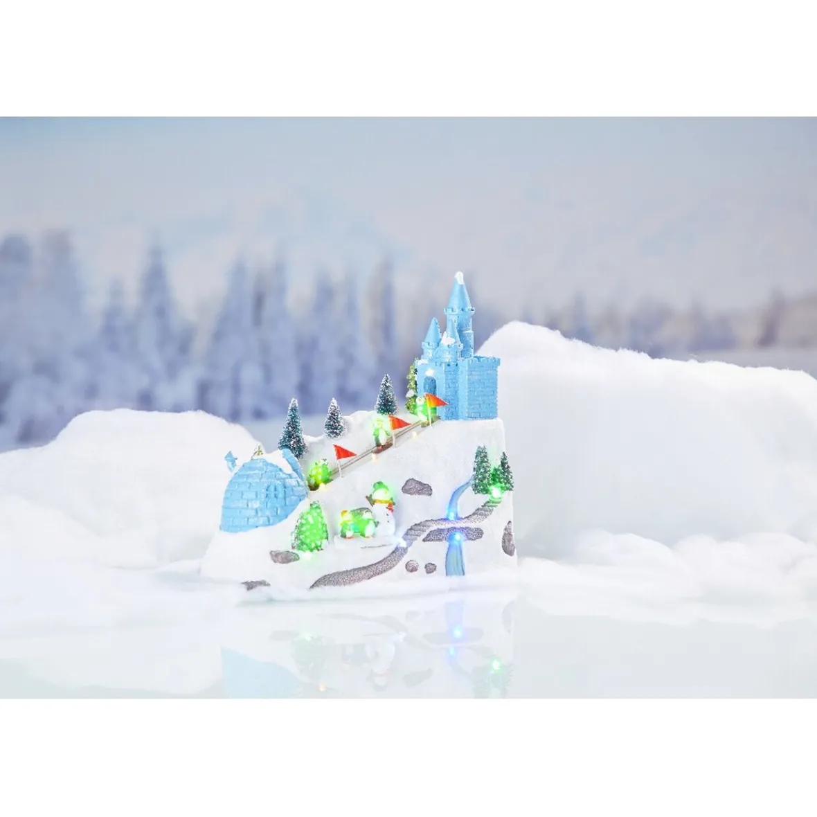 Piste de glisse pingouin animé village crèche Noël-Gifi Outlet