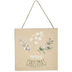 Plaque de Noël en bois avec clochette à suspendre-Gifi