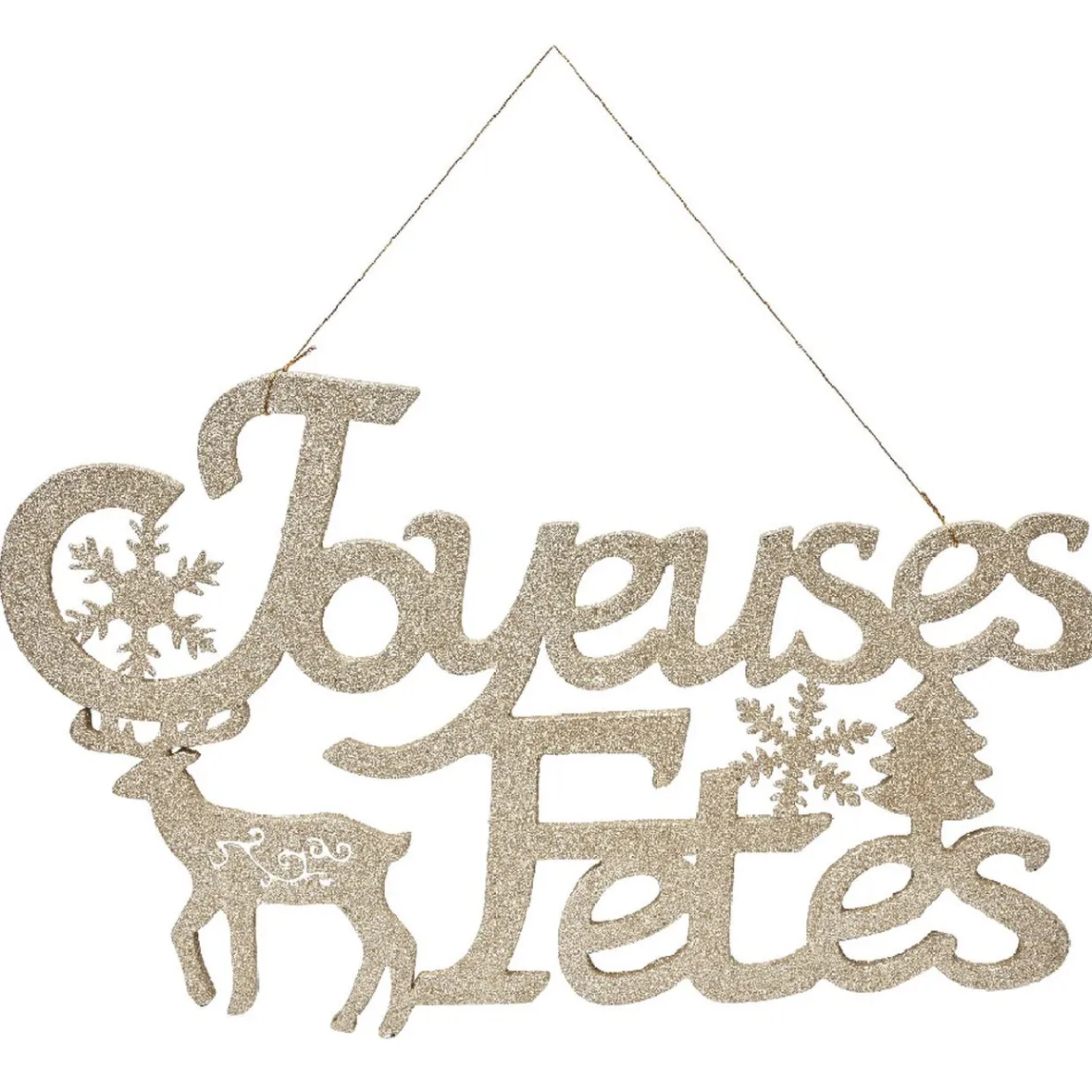 Plaque Joyeuses Fêtes Dorée L60 x H 28 cm-Gifi Sale